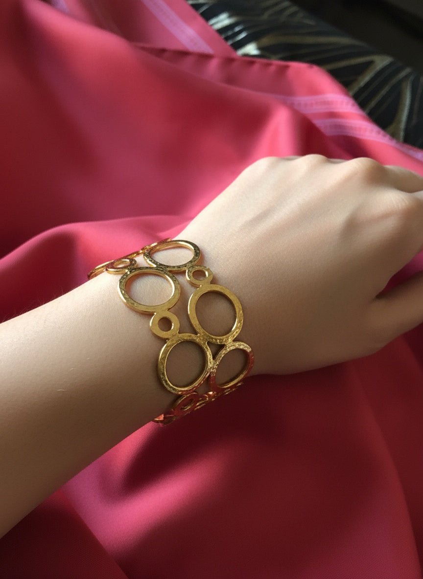 Halka Desenli Altın kaplama Bilezik - Kllea