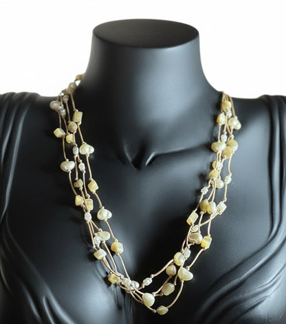 Doğal İnci ve Doğal Taşlı Kolye - Zarif Tasarım - Kllea